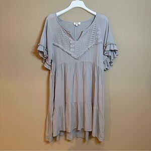 Umgee Women S Boho Babydoll Dress / Tunic length top Lace Ruffle Cottagecore